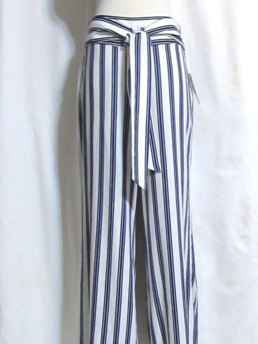 New Women's Ladies NEW DIRECTION Navy & White Stripe Wide Leg Dress Pants S $89